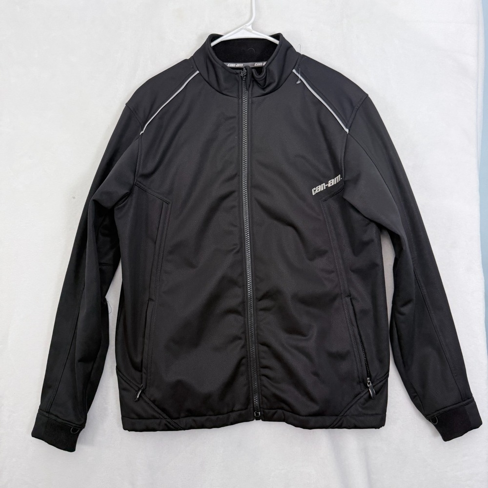 Can Am BRP Jacket Mens L Black Full Zip Windbreaker Softshell